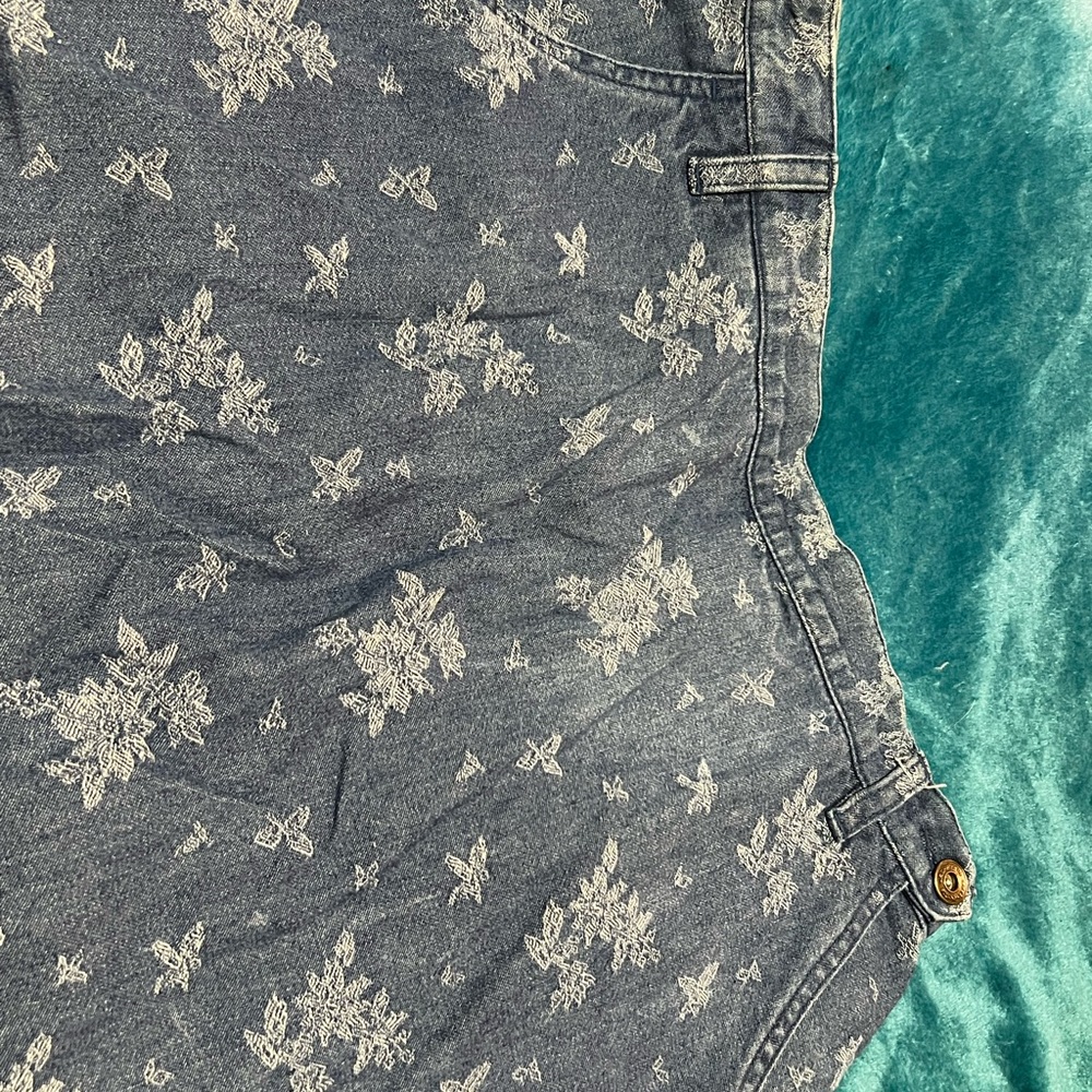 Floral Denim Skirt